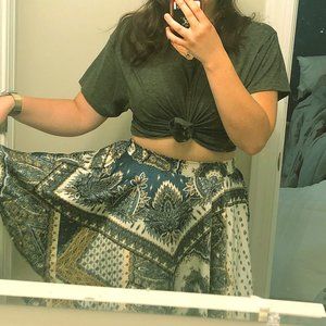 Blue patterned skater skirt